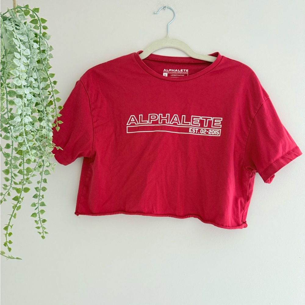 Alphalete Red Logo Crop Tee